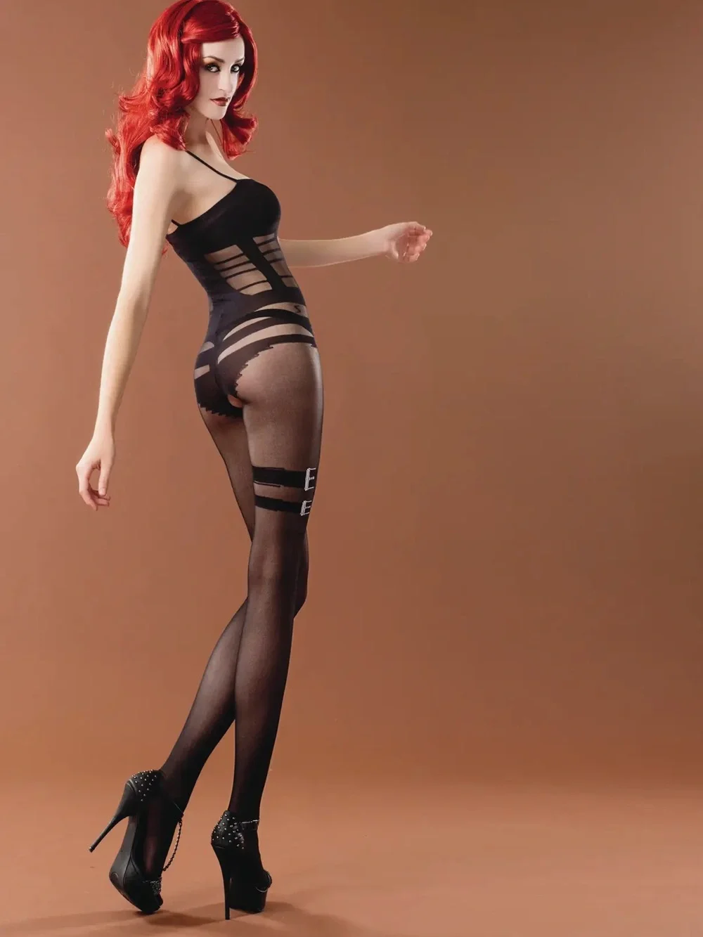 NWT Gothic Strappy Sheer Bodystocking with Faux Buckle Detail | One Size